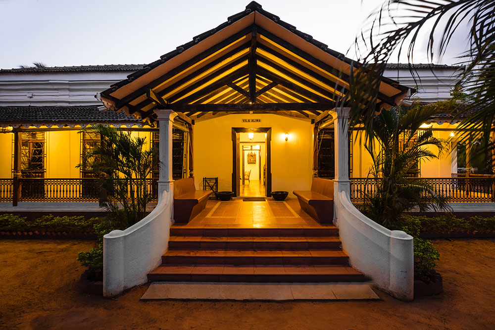 A set of stairs lead up to the Villa